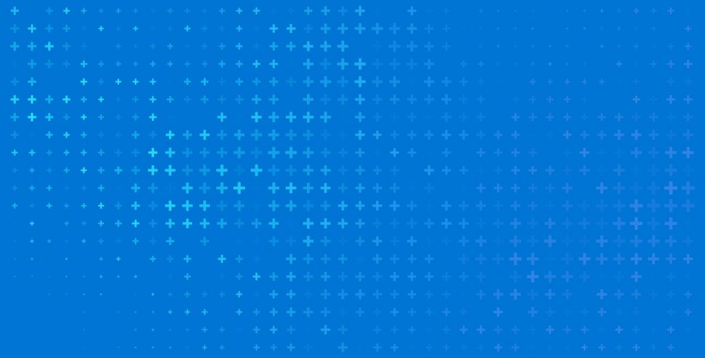 Blue background with a gradient pattern of small, light blue plus signs scattered across the surface.