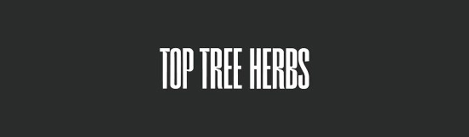 Bold white text reading "TOP TREE HERBS" on a dark gray background.