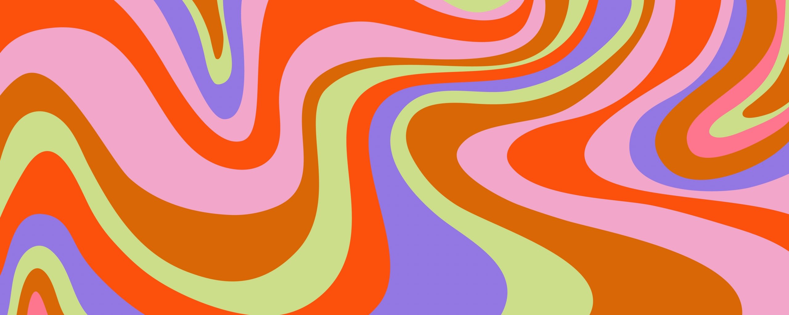 Colorful abstract waves in shades of orange, pink, purple, and green create a vibrant, flowing pattern.