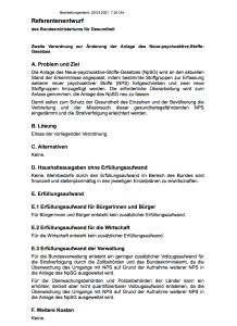 Document titled "Referentenentwurf" outlining amendments related to mental health legislation, featuring structured sectio...