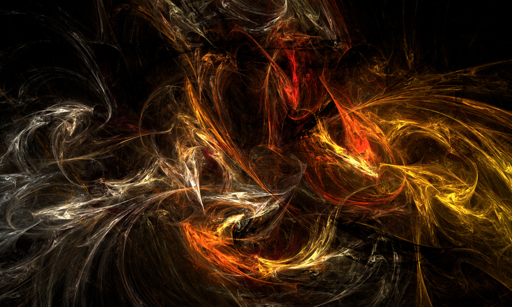 Swirling abstract patterns in fiery reds, oranges, and yellows against a dark background, creating a dynamic visual effect.