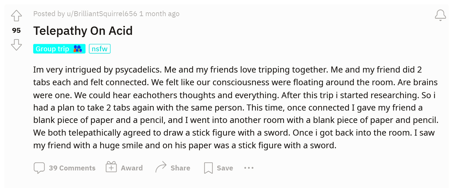 Two friends share a surreal experience, one holding a pencil and paper, the other wielding a sword, both in a vibrant room.